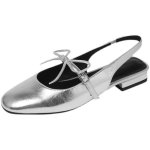 画像1: women's Back strap bow flat pumps　バックストラップボウリボン付きエナメルフラットパンプスシューズ  (1)