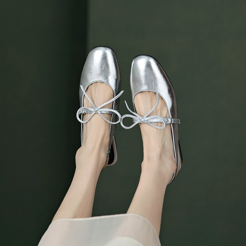 画像6: women's Back strap bow flat pumps　バックストラップボウリボン付きエナメルフラットパンプスシューズ  (6)