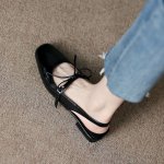 画像5: women's Back strap bow flat pumps　バックストラップボウリボン付きエナメルフラットパンプスシューズ  (5)