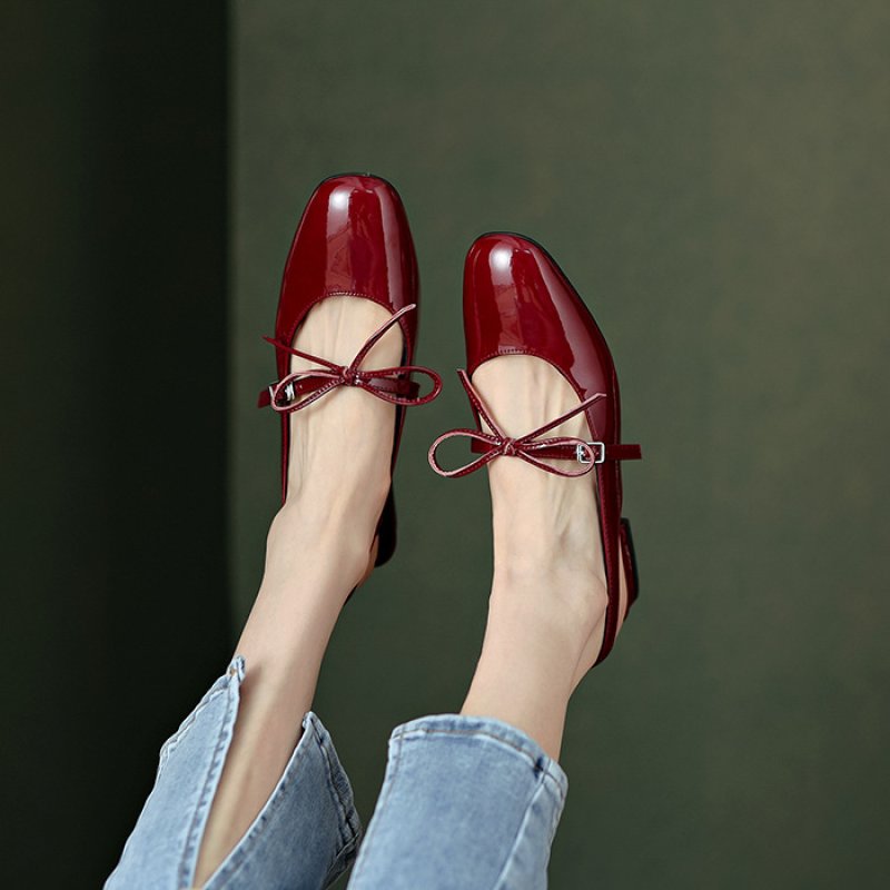 画像12: women's Back strap bow flat pumps　バックストラップボウリボン付きエナメルフラットパンプスシューズ  (12)