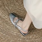 画像4: women's Back strap bow flat pumps　バックストラップボウリボン付きエナメルフラットパンプスシューズ  (4)
