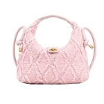画像2:  Woman’s denim fringe one-shoulder Mini tote shoulder bag  デニムフリンジトート ショルダー フレンチバッグ (2)