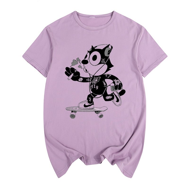画像5: Felix the Cat skateboard DJ hip hop graffiti retro nostalgicT-shirt ユニセックス男女兼用フェリックスザキャットスケートボード&DJヒップホップTシャツ (5)