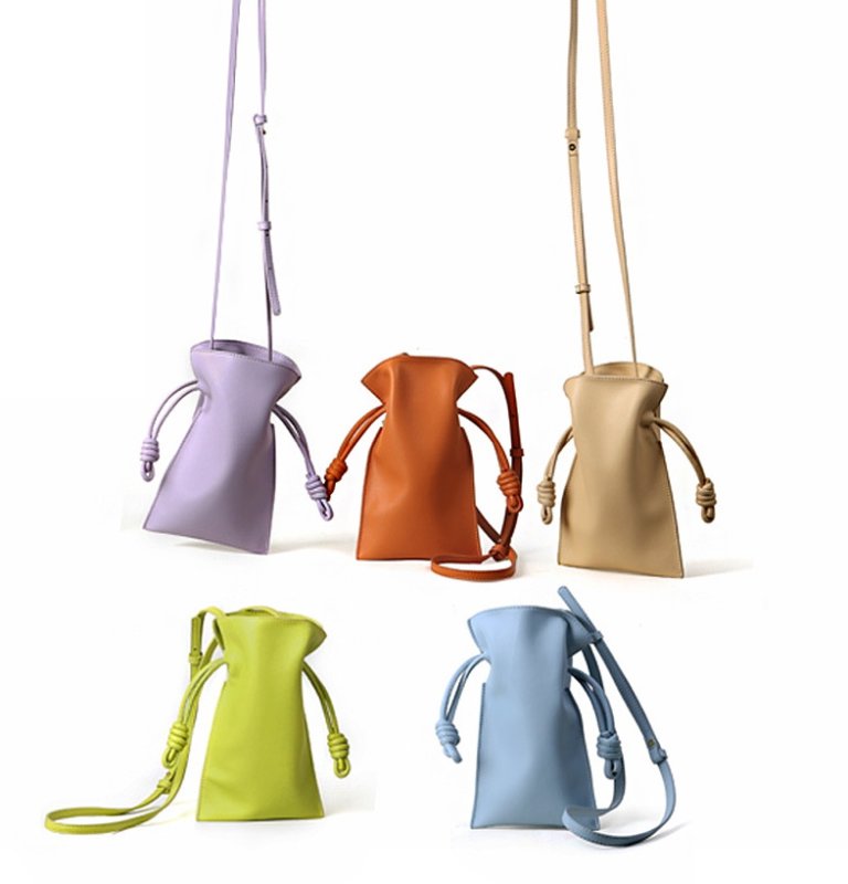画像6:  mini leather bucket shoulder Bag Mobile phone bag  本革ソフトレザーミニバケットショルダートートバッグ (6)