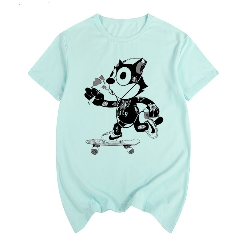 画像6: Felix the Cat skateboard DJ hip hop graffiti retro nostalgicT-shirt ユニセックス男女兼用フェリックスザキャットスケートボード&DJヒップホップTシャツ (6)