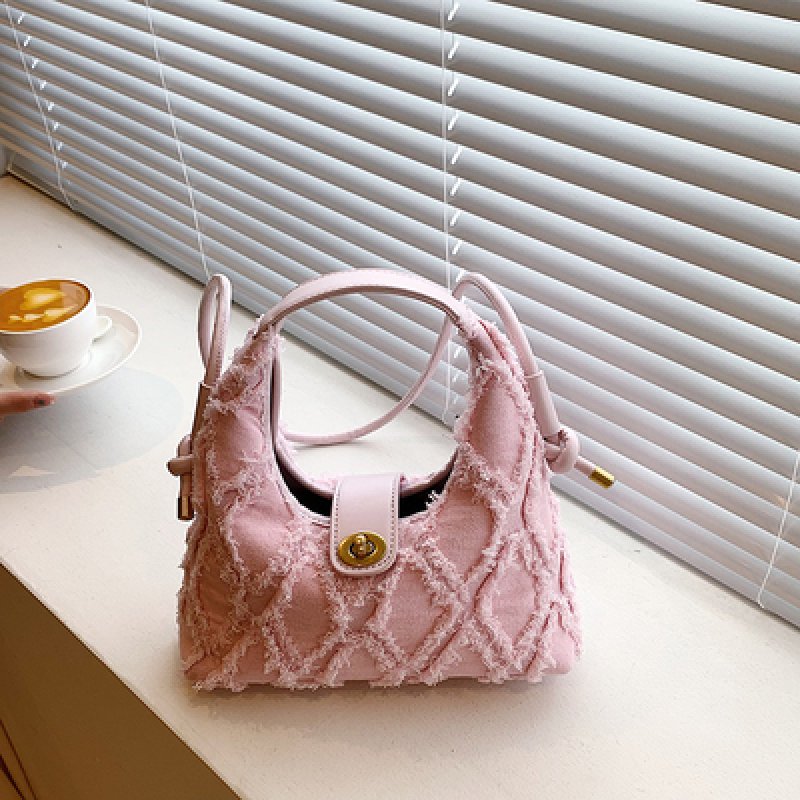 画像7:  Woman’s denim fringe one-shoulder Mini tote shoulder bag  デニムフリンジトート ショルダー フレンチバッグ (7)