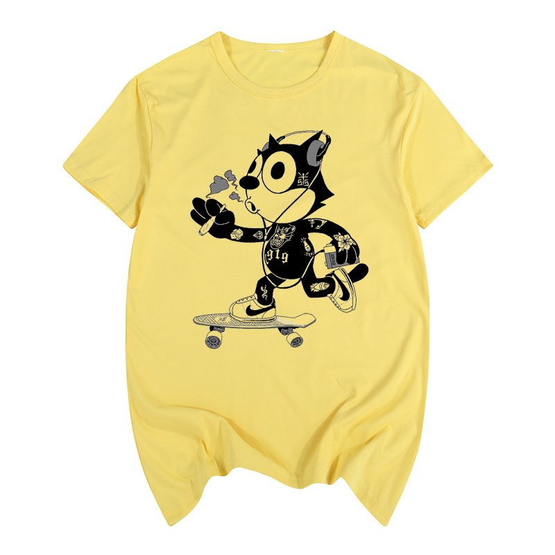 画像4: Felix the Cat skateboard DJ hip hop graffiti retro nostalgicT-shirt ユニセックス男女兼用フェリックスザキャットスケートボード&DJヒップホップTシャツ (4)