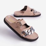 画像10: Chain belt flat open toe sandals slippers　チェーンベルトポイントフラットオープントゥサンダルスリッパ    (10)