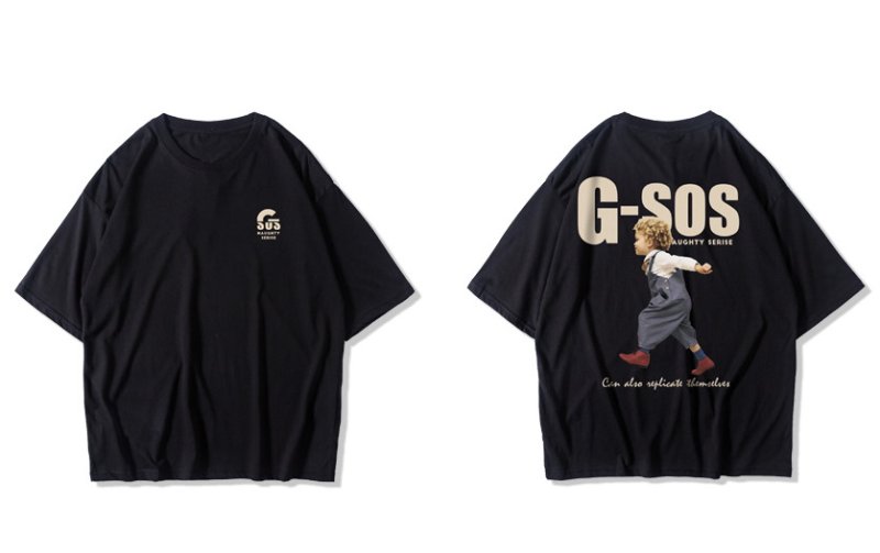 画像3: G-SOS Boy Back Print t-shirt ユニセックス男女兼用G-SOSボーイ少年プリントルTシャツ (3)