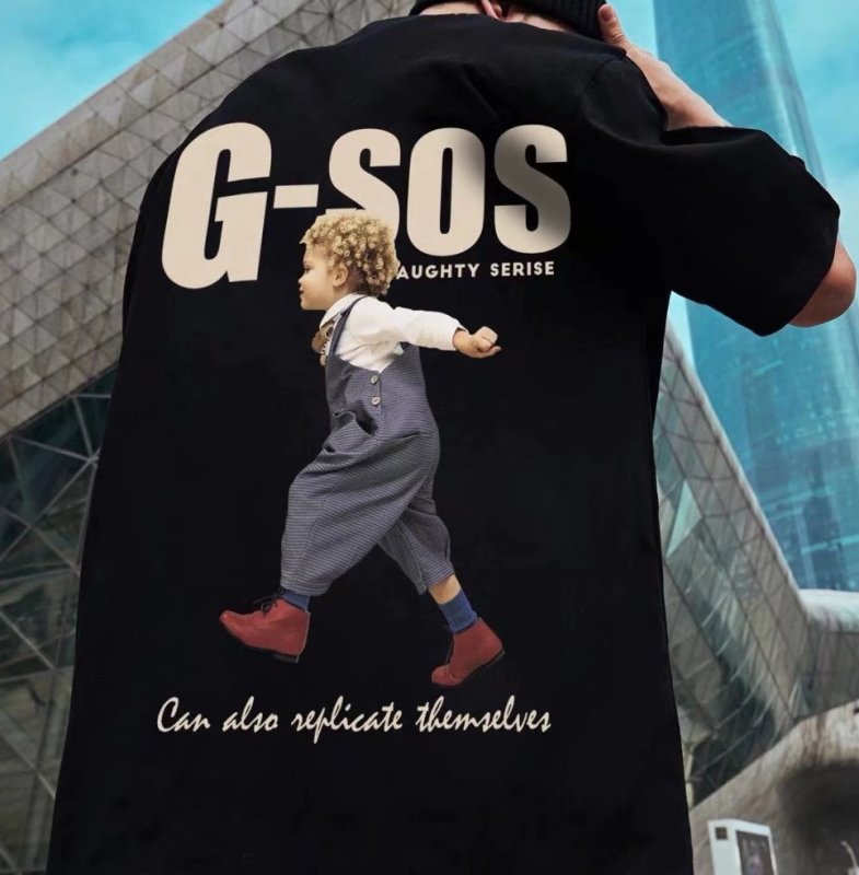 画像4: G-SOS Boy Back Print t-shirt ユニセックス男女兼用G-SOSボーイ少年プリントルTシャツ (4)
