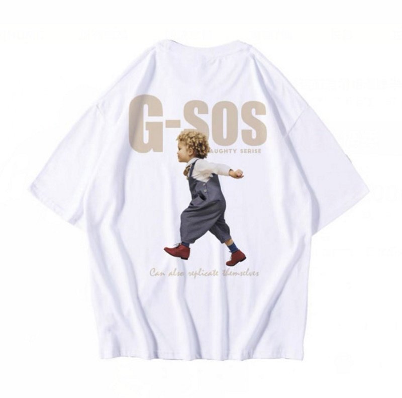 画像2: G-SOS Boy Back Print t-shirt ユニセックス男女兼用G-SOSボーイ少年プリントルTシャツ (2)