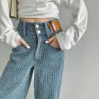 画像3: High waist straight mopping pants denim Pants jeans  ハイウエスト ストレート モッピングパンツ  デニムパンツ ジーンズ (3)