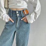 画像3: High waist straight mopping pants denim Pants jeans  ハイウエスト ストレート モッピングパンツ  デニムパンツ ジーンズ (3)
