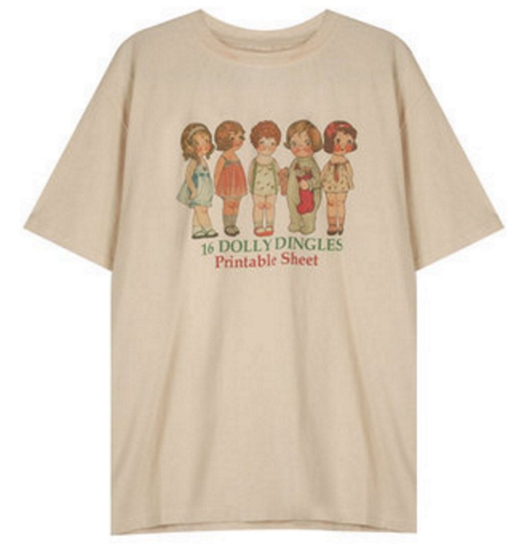 画像1: Nostalgic girl kids Print T-shirt　ユニセックス 男女兼用ノスタルジックガールキッズプリントTシャツ Tシャツ   (1)