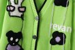 画像3: Rabbit & Bear & Flower & Fringe V-neck cardigan knit   ユニセックス男女兼用ラビット＆ベア＆フラワー＆フリンジ Vネックカーディガン セーター ニット (3)