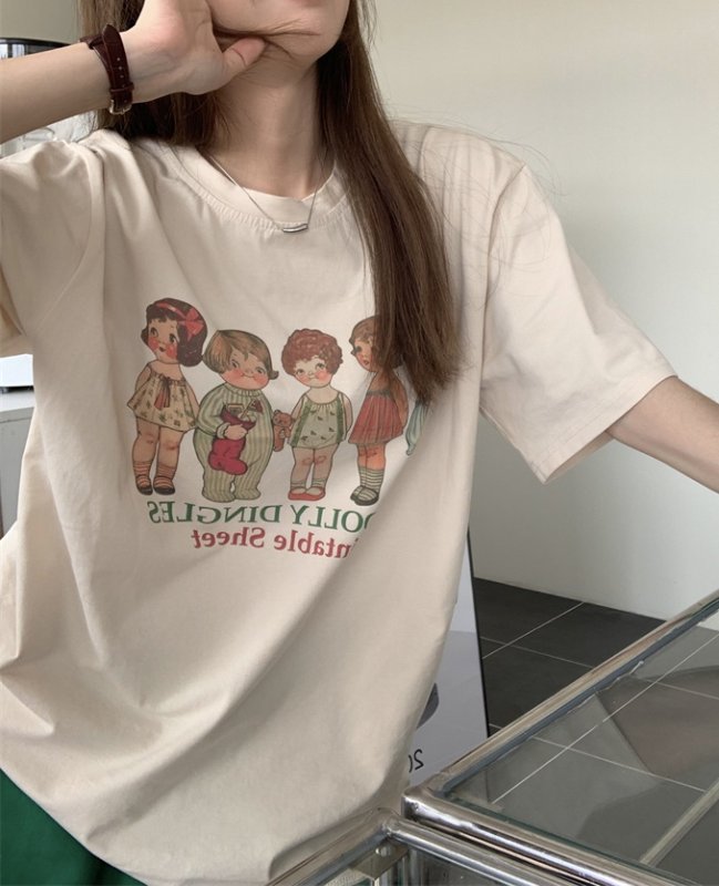 画像6: Nostalgic girl kids Print T-shirt　ユニセックス 男女兼用ノスタルジックガールキッズプリントTシャツ Tシャツ   (6)