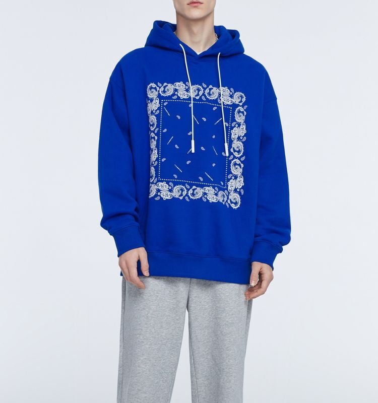 画像4: Unisex Paisley Hoodie ユニセックス男女兼用ペイズリー バンダナ柄フーディー パーカー (4)
