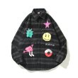 画像2: smiley woolen plaid shirt  jacket blouson  ユニセックス 男女兼用スマイリーウールチェック柄シャツジャケット (2)