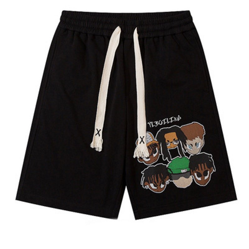 画像1: Unisex Hip hop boys print Five Points Pants　ユニセックス 男女兼用ヒップホップボーイズプリントスウェットハーフパンツ ショートパンツ (1)