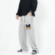 画像5: Unisex flocking flame embroidery hip-hop loose straigh tSweatpants trousers 　男女兼用ユニセックスロゴ刺繍エンブレムヒップホップスウェットパンツ (5)