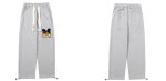 画像4: Unisex flocking flame embroidery hip-hop loose straigh tSweatpants trousers 　男女兼用ユニセックスロゴ刺繍エンブレムヒップホップスウェットパンツ (4)