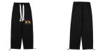 画像3: Unisex flocking flame embroidery hip-hop loose straigh tSweatpants trousers 　男女兼用ユニセックスロゴ刺繍エンブレムヒップホップスウェットパンツ (3)