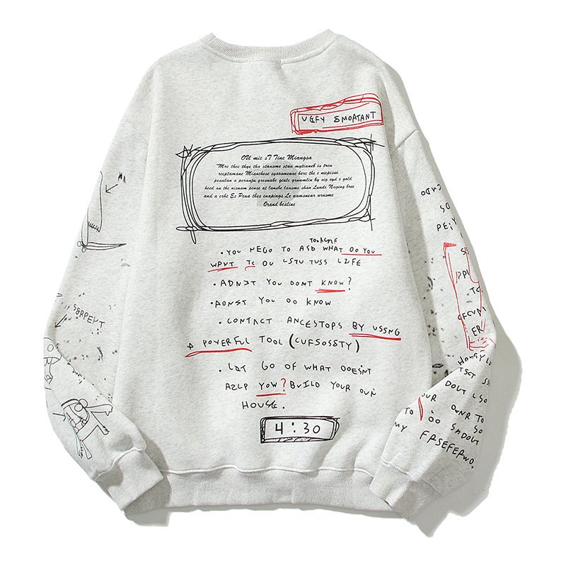 画像2: Unisex round neck long-sleeved graffiti Pullover trainer sweater  ユニセックス男女兼用グラフィックペイントスウェットプルオーバートレーナー (2)