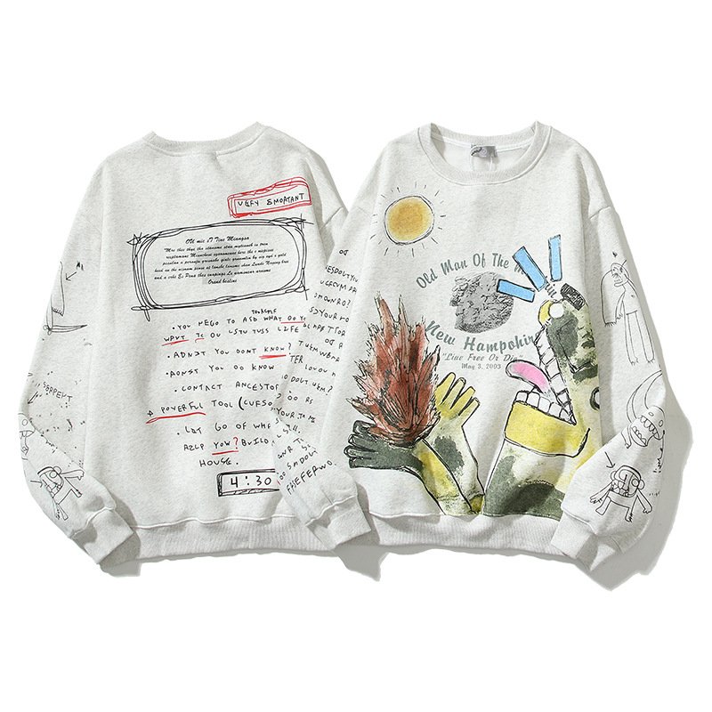 画像3: Unisex round neck long-sleeved graffiti Pullover trainer sweater  ユニセックス男女兼用グラフィックペイントスウェットプルオーバートレーナー (3)