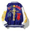 画像2:  STM embroidered badge baseball uniform BASEBALL JACKET baseball uniform jacket blouson  ユニセックス 男女兼用STM刺繍スタジアムジャンパー スタジャン MA-1 ボンバー ジャケット ブルゾン (2)