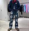 画像7: Unisex kapok print graffiti high street straight jeans  denim  Pants　ユニセックス男女兼用 ヴィンテージカポックプリントグラフィティワイドストレートデニムジーンズパンツ (7)