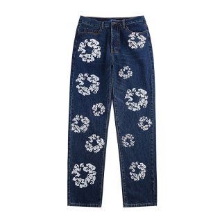 angel print straight DENIM PANTS jeans ユニセックス 男女兼用