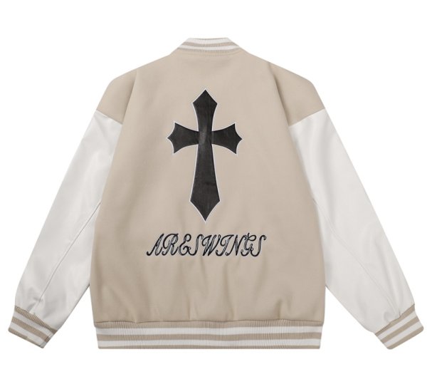 画像1: cross emblem baseball uniform BASEBALL JACKET  blouson  ユニセックス 男女兼用クロスエンブレムスタジアムジャンパー スタジャン MA-1 ボンバー ジャケット ブルゾン (1)