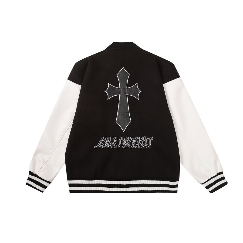 画像2: cross emblem baseball uniform BASEBALL JACKET  blouson  ユニセックス 男女兼用クロスエンブレムスタジアムジャンパー スタジャン MA-1 ボンバー ジャケット ブルゾン (2)