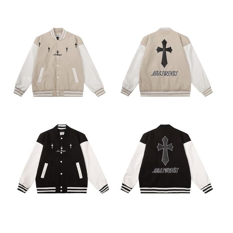 画像5: cross emblem baseball uniform BASEBALL JACKET  blouson  ユニセックス 男女兼用クロスエンブレムスタジアムジャンパー スタジャン MA-1 ボンバー ジャケット ブルゾン (5)