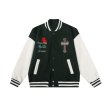 画像4: Cross & rose embroidery emblem baseball uniform BASEBALL JACKET  blouson  ユニセックス 男女兼用クロス＆バラ ローズ刺繍エンブレムスタジアムジャンパー スタジャン MA-1 ボンバー ジャケット ブルゾン (4)