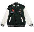 画像3: Cross & rose embroidery emblem baseball uniform BASEBALL JACKET  blouson  ユニセックス 男女兼用クロス＆バラ ローズ刺繍エンブレムスタジアムジャンパー スタジャン MA-1 ボンバー ジャケット ブルゾン (3)