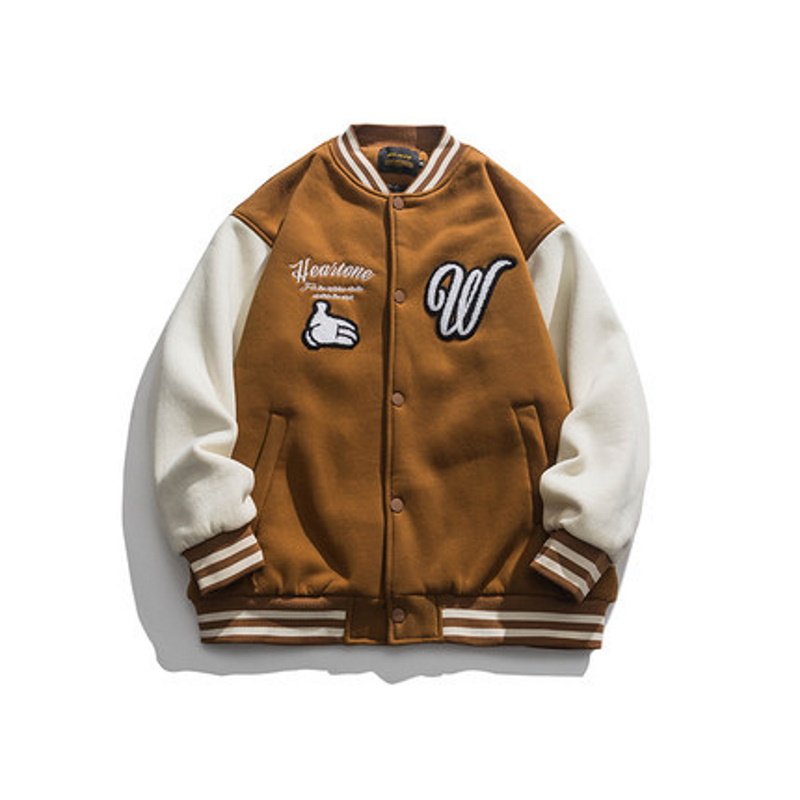 画像4:  Hand love embroidery emblem baseball uniform BASEBALL JACKET  blouson  ユニセックス 男女兼用ハンドラブ刺繍エンブレムスタジアムジャンパー スタジャン MA-1 ボンバー ジャケット ブルゾン (4)