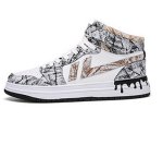 画像3:  Men's Painting high-top lace-up leather sneakers shoes 　ユニセックス男女兼用ペインティングレースアップ ハイカットレザースニーカー カジュアル シューズ (3)