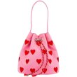 画像1: Pink & Heart Drawstring Mini Tote Shoulder Bag　ピンク＆ハート巾着バケットミニトートショルダーバッグ (1)