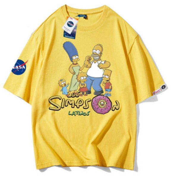 画像1: NASA x Simpson Family x Donuts print t-shirt　ユニセックス男女兼用NASAナサ×シンプソンファミリー×ドーナッツプリントTシャツ (1)