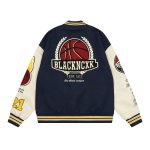 画像2: Black ncxk logo embroideryembroidery emblem baseball uniform BASEBALL JACKET  blouson vibe  ユニセックス 男女兼用ロゴ＆バスケットボール刺繍エンブレムスタジアムジャンパー スタジャン MA-1 ボンバー ジャケット ブルゾン (2)