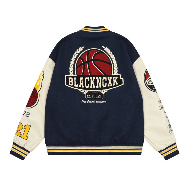 APEX IUロゴ刺繍ジャケット 赤白黒 Black ncxk logo embroideryembroidery emblem baseball uniform