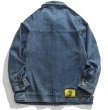 画像2: washed Letter embroidery & emblem Denim G Jean  jacket blouson  ユニセックス 男女兼用レター刺繍＆エンブレム&クロスデニムGジャン ジャケット (2)