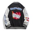 画像2: Fire dice embroidery emblem baseball uniform BASEBALL JACKET  blouson  ユニセックス 男女兼用ファイアーダイス サイコロ刺繍エンブレムスタジアムジャンパー スタジャン MA-1 ボンバー ジャケット ブルゾン (2)