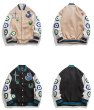 画像5: Sleeve flower embroidery emblem baseball uniform BASEBALL JACKET  blouson  ユニセックス 男女兼用フラワー袖刺繍エンブレムスタジアムジャンパー スタジャン MA-1 ボンバー ジャケット ブルゾン (5)