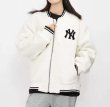 画像10: MLB NY stand collar Eco Sheepskin uniform BASEBALL JACKET  blouson  ユニセックス 男女兼用MLB NYエコファースタンドカラースタジアムジャンパー スタジャン MA-1 ボンバー ジャケット ブルゾン (10)