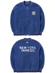 画像2: MLB NY stand collar Eco Sheepskin uniform BASEBALL JACKET  blouson  ユニセックス 男女兼用MLB NYエコファースタンドカラースタジアムジャンパー スタジャン MA-1 ボンバー ジャケット ブルゾン (2)