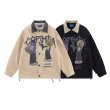 画像5: Hip-hop Boy cartoon printing contrast color lapel jacket JACKET  blouson  ユニセックス 男女兼用ヒップホップボーイプリントウインドブレーカージャンパー スタジャン MA-1 ボンバー ジャケット ブルゾン (5)