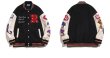 画像3: R & star embroidery baseball uniform BASEBALL JACKET  blouson  ユニセックス 男女兼用R＆スター星刺繍エンブレムスタジアムジャンパー スタジャン MA-1 ボンバー ジャケット ブルゾン (3)