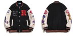 画像3: R & star embroidery baseball uniform BASEBALL JACKET  blouson  ユニセックス 男女兼用R＆スター星刺繍エンブレムスタジアムジャンパー スタジャン MA-1 ボンバー ジャケット ブルゾン (3)